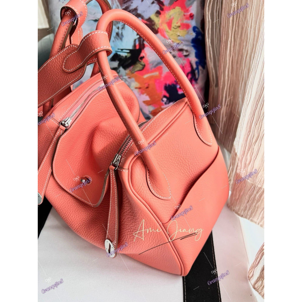 HERMES Lindy 34 Shoulder Bag Taurillon Clemence Crevette Palladium hardware - Picture 2 of 16